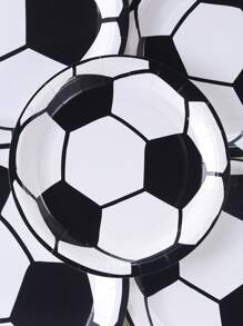 7/9 Inch White Soccer Ball Disposable Paper Plates, Party Supplies, Decorations For Birthday Party, Celebration Events, Gifts - Multicolor - View 3