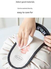 1 件高端懒人化妆包，大容量小众便携式收纳包，轻奢旅行收纳包，抽绳包防水洗漱包 - 白色 - 查看 6