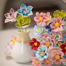 1.Jingdezhen Ceramic Everlasting Small Flowers High Temperature Porcelain Bouquet Fake Flowers - Multicolor - View 6