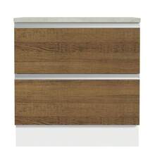 Mostrador 80 Cm 2 Cajones Blanco Glamy Madesa - Blanco y Marrón - Ver 5