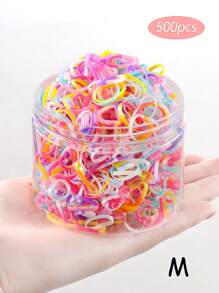 200/500pcs Girls Hair Ties With Box, Small Elastic Hair Bands For Ponytail, Thick Large Rubber Hair Rings, Daily Use Hair Accessories - Multicolor - View 23