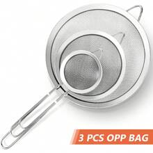 1 Stück/3 Stück extra feine Drahtgewebe-Absiebe mit Griff, kleiner, mittlerer, großer Größe Sieb aus Metall, Edelstahl Durchschlag Absiebe für Küche Reis Saft Quinoa Lebensmittel Mehl Backen