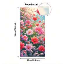 1pc Vibrant Spring Floral Welcome Banner - Colorful Garden Pattern, Durable Polyester, Ideal For Seasonal Farmhouse Decor, Porch And Outdoor Photo Booth, Front Door Welcome Sign