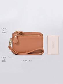 Mini Leather Coin Purse With Keychain Fashion Multi-Zipper Wristlet Card Holder Pouch For Women Wallet Mini Wallet Purse Wallet Wristlet Wallet Coin Wallet Wallet