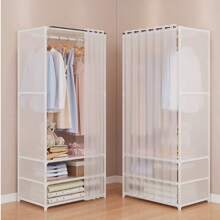 1pcs Easy To Assemble Modern Closet With Drawers - Durable Portable Clothes Organizer For Bedroom And Dorm Room, Reinforced Steel Frame, Black And White - Trắng Không - Xem 6