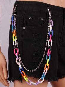 1pc Valentine Detachable Pants Chain, Green Orange Fluorescent Pants Chain - Hip Hop Waistband Chain Chain - Multicolor - View 8