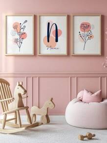 3pcs Morpholume Custom Frameless Children's Posters Custom Daisy Wall Art Prints , Personalized Name Sign Girl Room Decor, Gallery Wall Art, Neutral Boho Nursery DecorKids Bedroom Home Decoration, Pink Wall Decor, Personalized Christmas Gifts, Family Gifts, Birthday Gifts, Friends Gifts, Bedroom Home Decoration, Christmas, Simple And Stylish Home Decoration Art, Beautiful Art Poster, New Year Gifts, Birthday Gifts - Multicolor - View 4