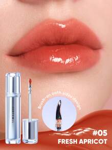 2.4g Glossy Lip Gloss, Moisturizing & Non-Sticky, Suitable For Self-Use, Gifting, Beginners, Beach, Travel, Vacation, Dates, Weddings, Wedding Guests, Singles Parties, Elegant Makeup, Natural Commute Makeup, Sweet Makeup, Healthy Glow Makeup, Date Makeup - 落日橙 - 查看 4