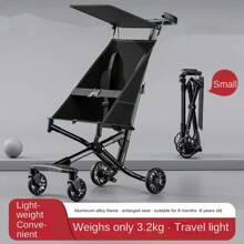 1 pieza Cochecito plegable ligero para bebé, carrito de viaje portátil, plegado de un solo clic, adecuado para bebés e infantes - Negro - Ver 2