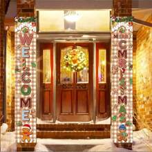 1 Pair Of Cartoon Candy Party Couplet Banners, Polyester Material, Christmas New Year Party Signs, Suitable For Indoor And Outdoor Porch Home Wall Decoration, Holiday Party Atmosphere Decoration Supplies, Christmas