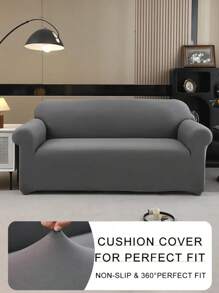 1 pieza Funda de sofá de seda de leche de unicolor, lavable a máquina, incluye 1 pieza de almohada a juego sin relleno, protector de sofá a prueba de polvo y arañazos de mascotas