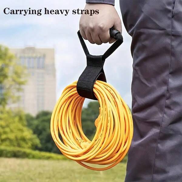 1pc Heavy Duty Cargo Strap, Handheld Handle Heavy Duty Tie Down Strap, Hook And Loop Cable Wire Organizer Strap, Heavy Lift Storage Tie Down Strap With Adhesive Backed Hook And Loop Handle, Cargo Heavy Duty Gravity Strap, Fixed Strap, Storage Rope, Cable Hose Wire Hanging Storage Organizer Tool