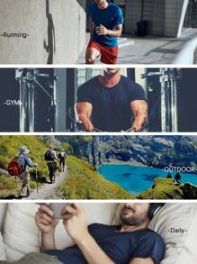 TELALEO 6pcs Solid Casual Sports Men's Short Sleeve Crew Neck Gym T Shirts Set, Summer Outdoor, Gym Clothes Men Basic T Shirt