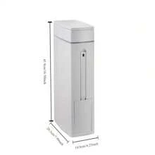 Slim Trash Can With Brush, Large Capacity Narrow Space Garbage Can, Lid Bathroom Waste Basket, Creative Home Cleaning Supplies, Plastic, Sealed Odor-Proof, No Electricity Required Bathroom Organizer Bathroom Decor Fall Decor Back To School