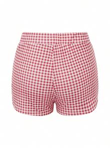 Womens Button Front Lounge Shorts Casual Low Waist Slim Fit Mini Shorts Comfy Stretch Shorts - 紅色 - 查看 4