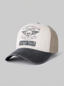 1pc Letter & Skull Graphic Casual Street Style Polyester Quilted Distressed Anti-UV Decor Couple Sport Sun Protection Curved Brim Baseball Cap, Versatile For Commuting, All Season - Curved Brim Hat - View 15