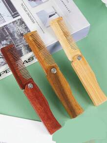 1pc Customized Mini Comb Portable Anti-Static Natural Wood Folding Comb Hotel-Style Sandalwood Material Comb, Customize Your Own Mini Folding Comb