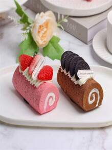 1 Stück modischer realistischer Fruchtkuchen Handtuchrolle Schweizer Rolle Modell Fotografie Requisite Dekor Kühlschrankmagnet, perfektes Geburtstagsgeschenk