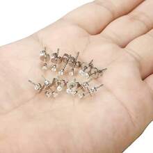 6 Pairs Women's Stainless Steel Cubic Zirconia 2mm Crystal Studded Classic Small Earrings
