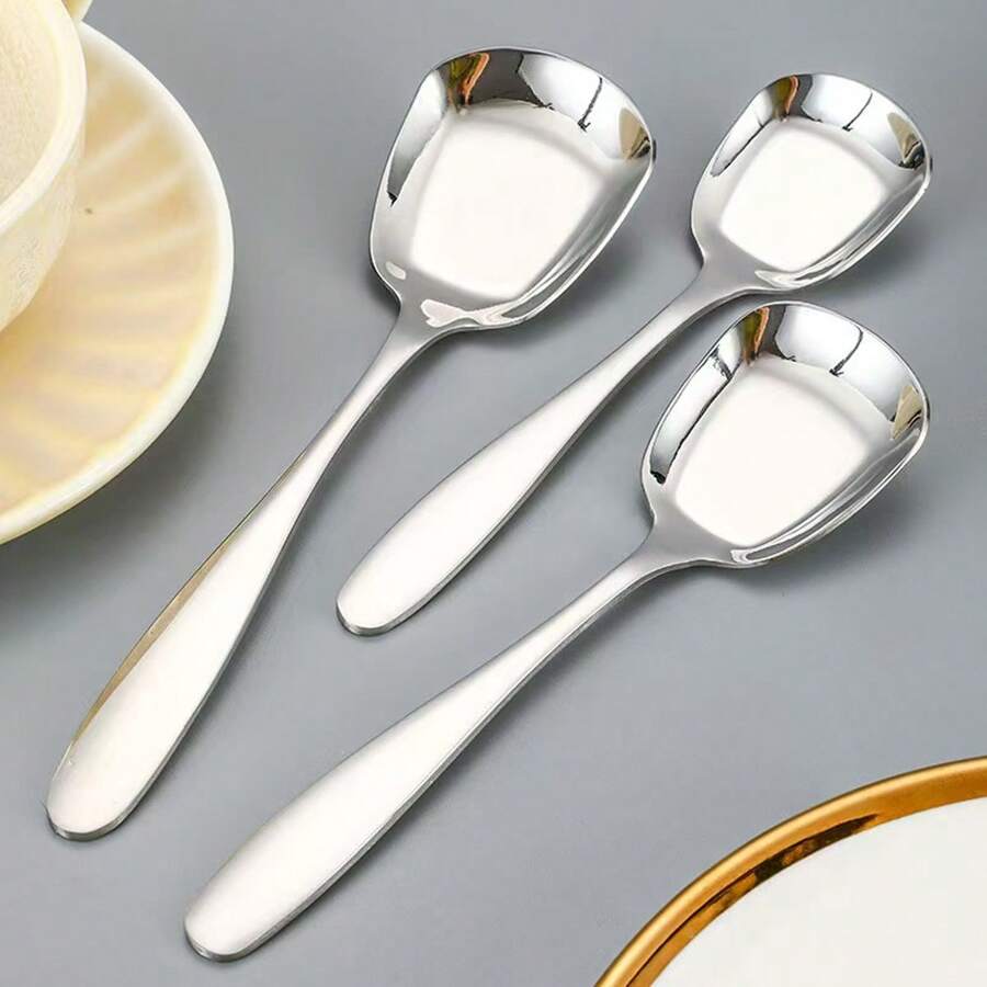 [Quantité] Pièces Louches de service en acier inoxydable, louches de service à long manche pour restaurant et hôtel, pelles de service à fond plat
