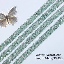 1pc Self-Adhesive Resin Diamond Strip Apparel Accessories Rhinestone DIY Supplies - Green - View 2