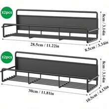 4-Pack Black Metal Magnetic Spice Rack For Refrigerator And Microwave Oven