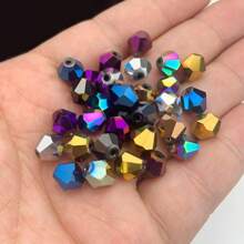 60 件 8 毫米电镀钻石刻面玻璃珠，适用于制作珠宝、耳环、项链和手链配件 - 電鍍菱形 - 查看 7