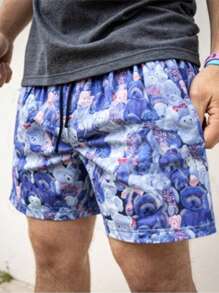 Yemwry 男士休闲熊印花沙滩短裤