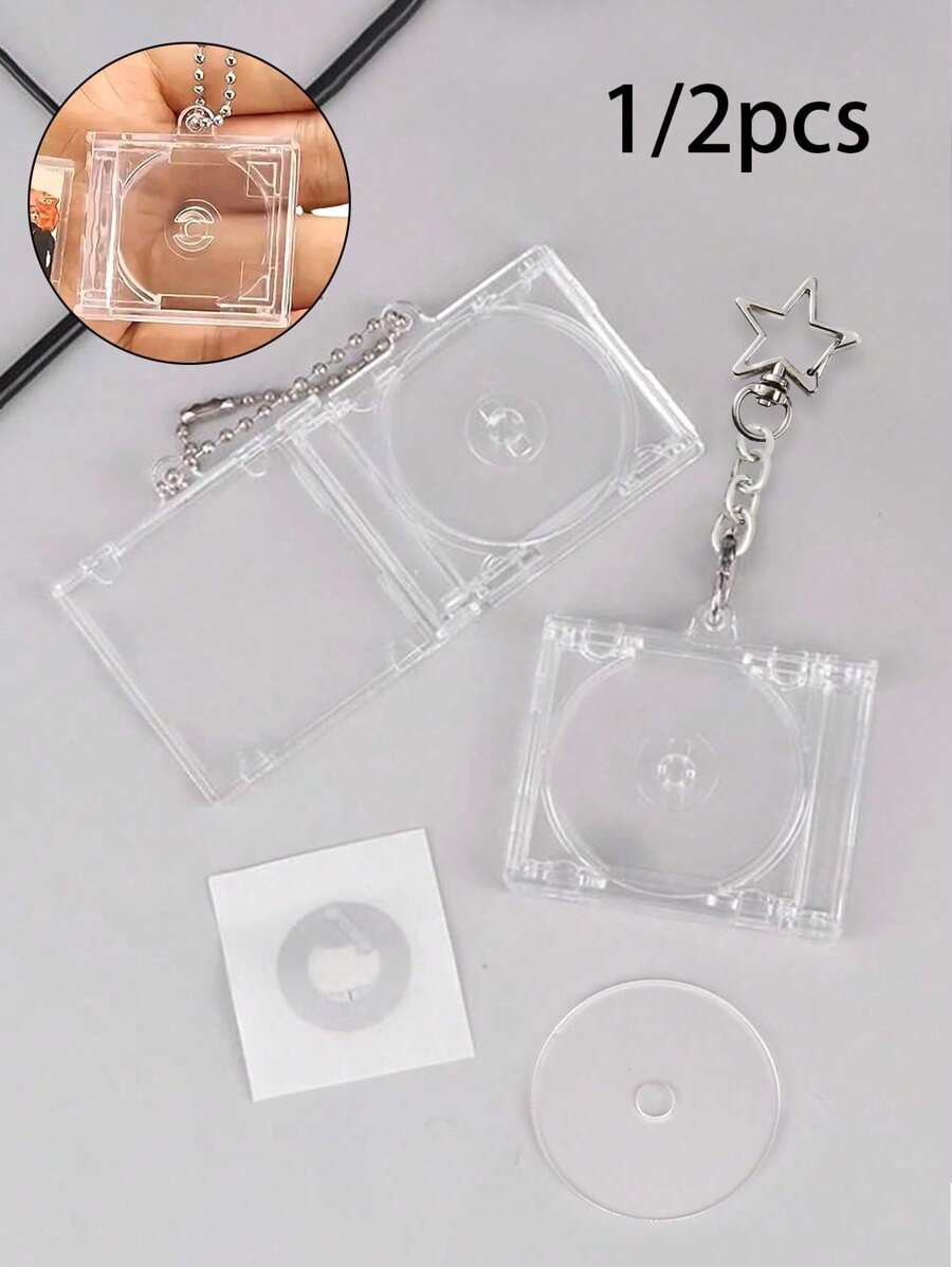 Acrylic Keychain, Vinyl Record Box, Celebrity Album, Concert Merchandise, DIY Pendant, DIY NFC Record Keychain, Star-Shaped Clasp, Alloy Spring Clasp, Bag Pendant, Earphone Pendant, Mini CD Box Album Record Keychain, DIY Acrylic Keychain, Fan Merchandise Album Mini Pendant, Birthday Party Gift, Mother's Day Gift, Fan Merchandise Gift - Clear - View 1