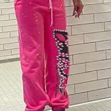 Hip Hop Spider Sweatpants Y2K Sweatpants - 粉色 - 查看 3