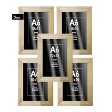 Kit 5 Photo Frames 10x15 Natural A6 With Glass Or Acetate Wall Living Room Bedroom Decoration - 自然的 - 查看 1