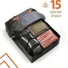 1 túi vải thô trên nóc xe, có thảm chống trượt cho xe hơi, túi vải thô du lịch chống thấm nước 15 feet khối, túi đựng đồ chống bụi, giá để đồ trên nóc xe có thể gấp lại, túi đựng đồ đa năng, phụ kiện xe hơi, dùng khi đi du lịch cắm trại ngoài trời - Nhiều màu - Xem 12