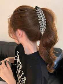 1个水晶叶香蕉夹，时尚优雅的香蕉发夹，发饰，爪夹，发卡，发爪，学习用品，发饰