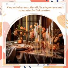 Gouden elegante 7-armige kernhouder voor bruiloften, metalen kandelaars met acrylkap als tafelstuk voor binnendecoratie
