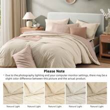 Melex 7 Pieces Prewashed Bed In A Bag Bedding Sets With Comforters, All Seasons Down Alternative Comforter Bed Set With Sheets,Pillowcases & Shams - 米色 - 查看 6