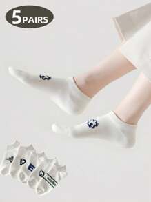 1 Pair/5 Pairs Women's Letter Pattern Fashion Simple Casual Comfortable Soft Stylish Ankle Socks