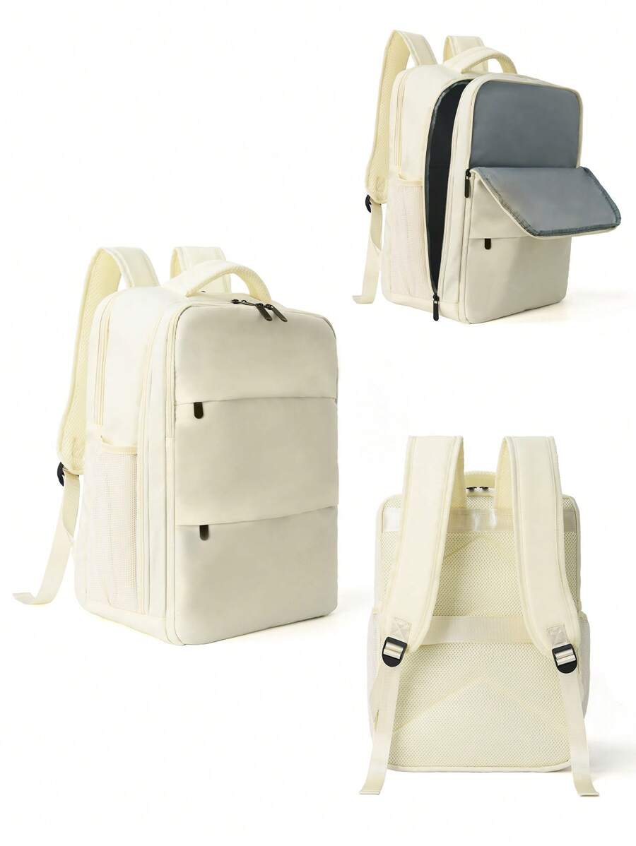 Release Buckle Decor Functional Backpack Laptop Backpack Business Travel Anti Theft Slim Durable Laptop Backpack Water Resistant College School Computer Bag For Women Men Fits 15.6 Inch Laptop - Màu be - Xem 1