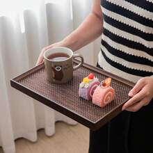 2pcs Tray & Placemat Set, Brown Premium Serving Tray Set