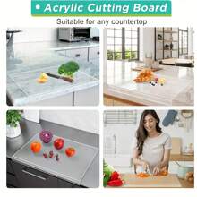1 pièce planche à découper en acrylique noire/transparente pour le comptoir de cuisine, grande planche à découper pour la cuisine et la salle à manger familiale. Très bon ustensile de cuisine avec rebord anti-dérapant. - transparent - Voir 5