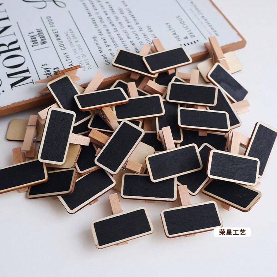Mini Wooden Blackboard Clips, Display Price Tags, Note Holders, Small Photo Clips,Back To School,School Supplies - Multicolor - View 1