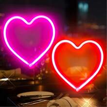 Lumière au néon en forme de cœur rose, lumière LED alimentée par batterie ou USB, lumière décorative pour le bureau, le mur, le dortoir, la salle de classe, la chambre des filles, la fête des mères, la saint-valentin, l'anniversaire, la maison