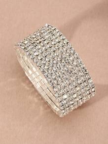 DAZY 1pc 8-Row Rhinestone Elastic Bracelet For Women, Jewelry For Festivals, Parties, Weddings - Gold - View 2
