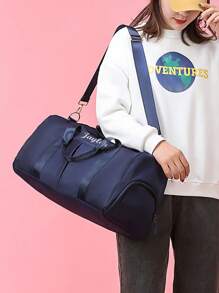 1pc Custom Embroidered Oxford Cloth Travel Tote Bag With Shoe Compartment, Outdoor Sports & Fitness Gym Bag, Large Capacity Short-Trip Sports Backpack, Multiple Colors Available