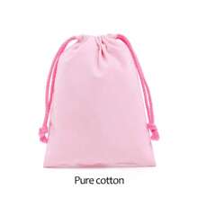 Cotton Drawstring Storage Bag White Canvas Bags For Candy Gift Package Pouch Reusable Home Sundries Organize Dustproof Sacks - 牛奶咖啡 - 查看 3