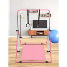 Gymnastics Bar Adjustable Gymnastics Bar Training Bar Gymnastics Equipment Gymnastics Bars For Home With Gymnastics Grips Wristbands Ground Nail Exercise Mat - Pink with Mat - View 2