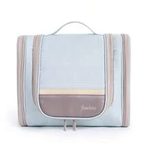 Travel Toiletry Bag - Polyester, Dual-Zipper Design With Hanging Hook