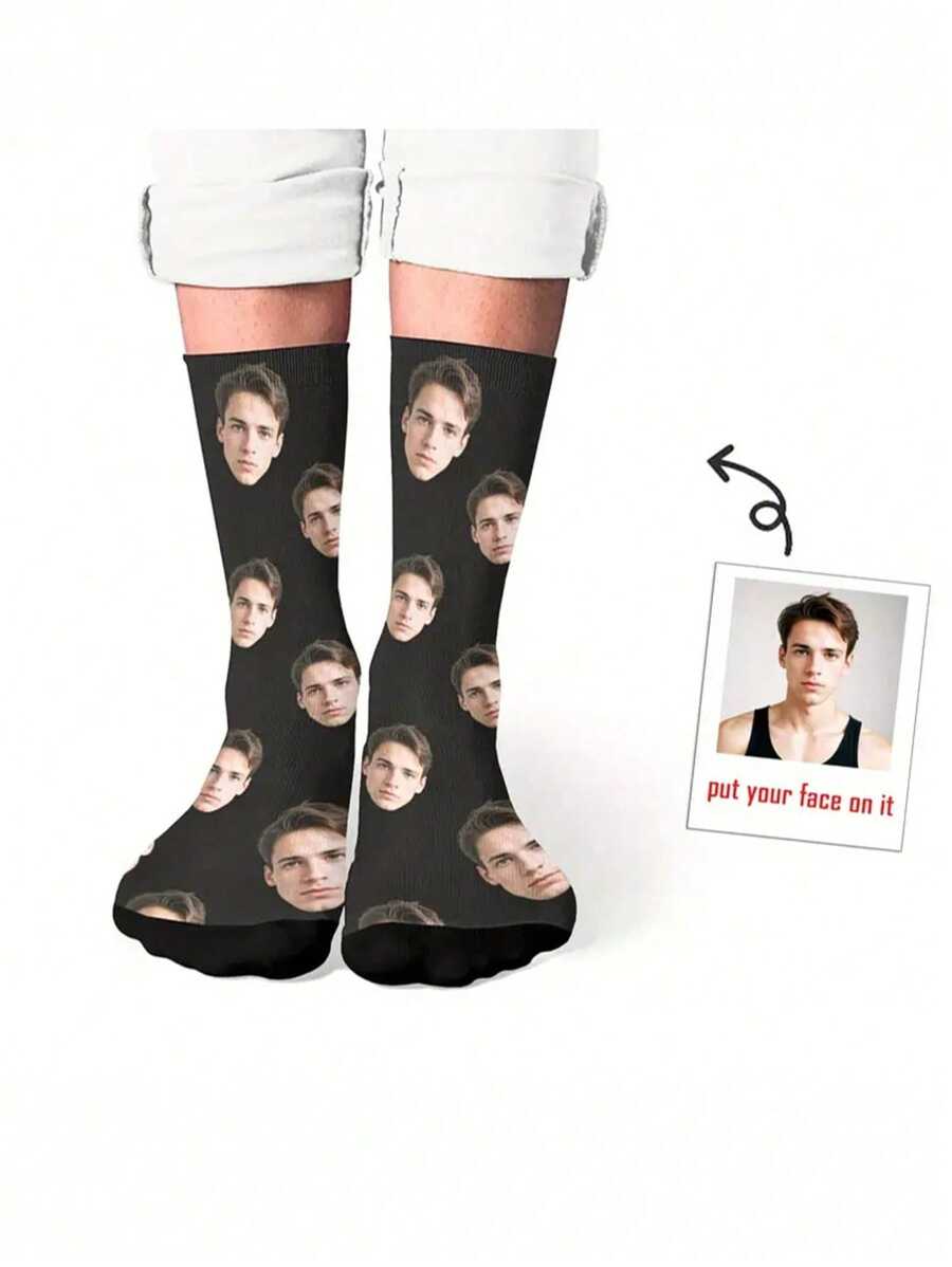 1 Pair Custom Face Socks, Custom Photo Sock, Custom Printed Socks, Personalized Funny Face Socks, Custom Picture Socks, Put Any Face On The Socks, Anniversary Gift, Valentine Gift, Birthday Gift, Wedding Gift, Mother's Day Gift, Father's Day Gift, Best Friend Gift, Gift For Mom/Dad, Gift For Girlfriend/Boyfriend, Gift For Her/Him - Multicolor - View 1