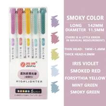 1 Set Mixed Color Highlighter Pen,Double Head Multifunctional Marker Pen, Used For Student Notes, Doodles Back To School
