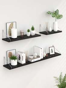 1 pieza Estante de pared sin necesidad de taladrar, estante de pared de una sola capa para la cocina, el dormitorio, la librería, de madera