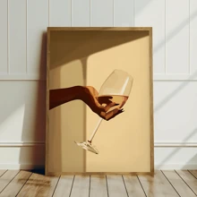 1 pieza - Elegante impresión en lienzo de copa de vino de una sola mano - Decoración moderna de pared sin marco para salas de estar, dormitorios, cocinas, oficinas en el hogar y baños - Colgante vertical único para uso en interiores/exteriores
